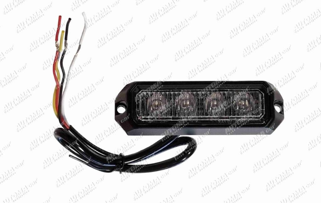 Svítilna výstražná LED 12/24V červená 4x3W 95,5x28mm