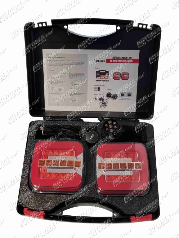 Svítilna koncová LED s dynamickou směrovkou magnetická, bezdrátová sada 12/24V 