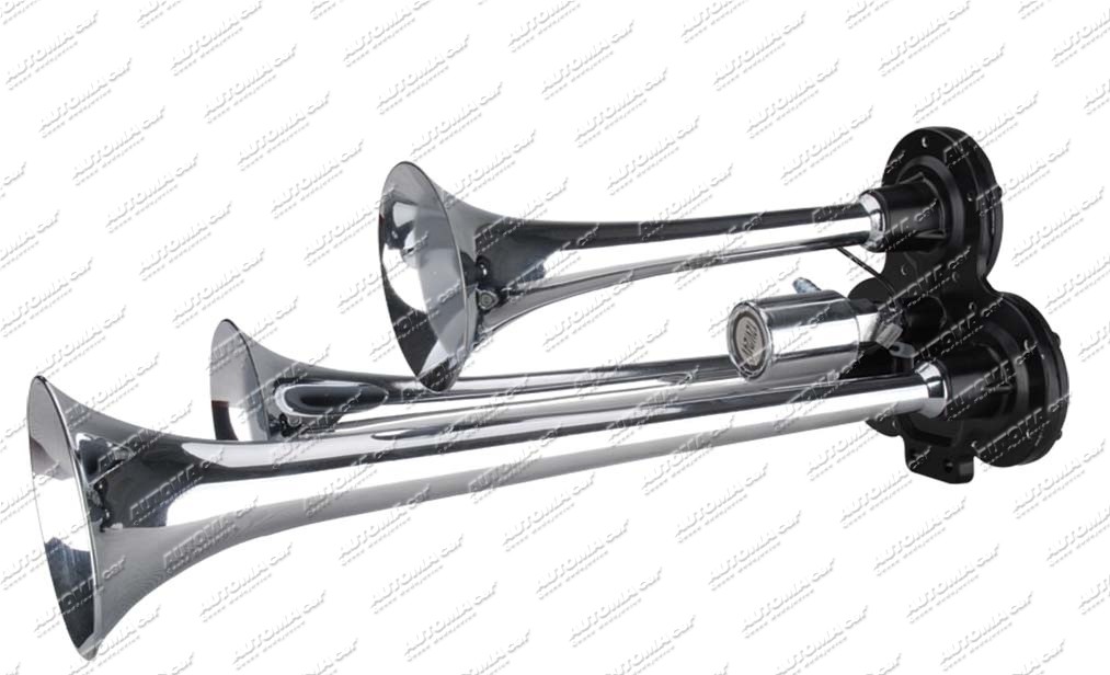 Houkačka vzduchová 12/24V chrom trojitá 