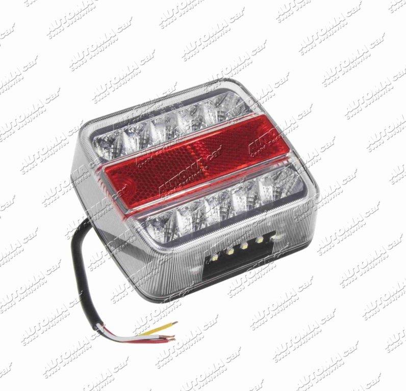 Svítilna koncová LED 12V s SPZ 105x98mm čiré sklo