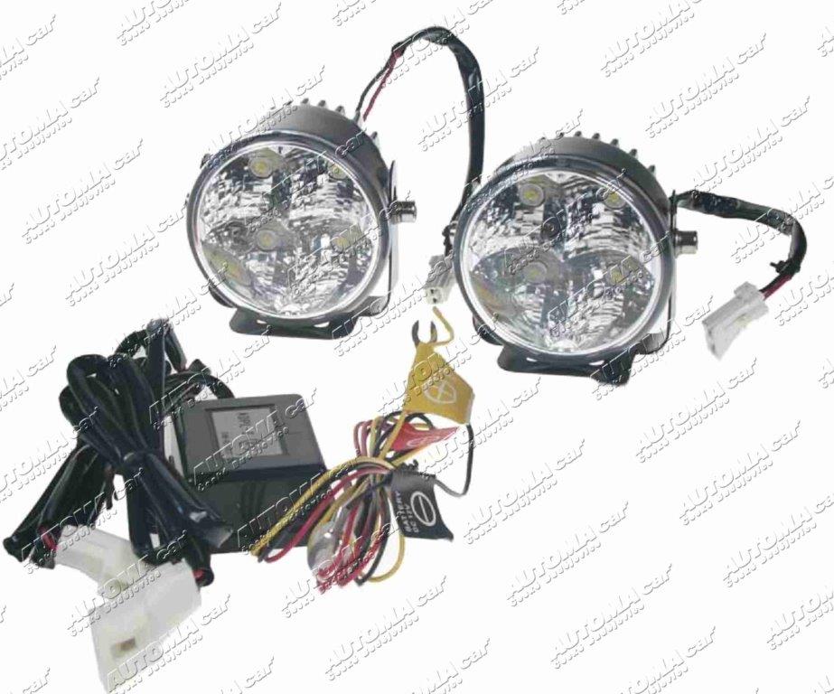 Světlomet denní svícení kulaté 12/24V sada 4LED